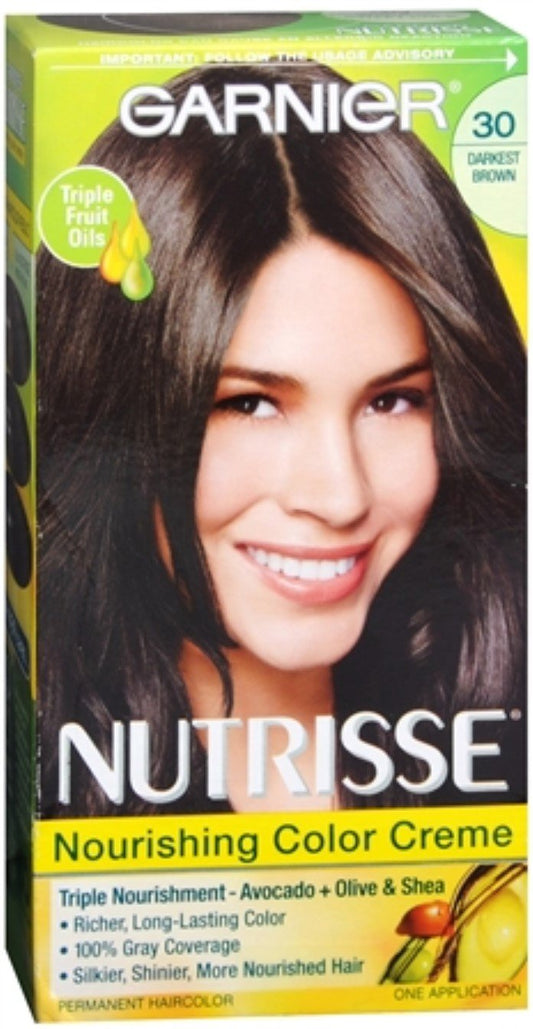 Garnier Nutrisse Haircolor, 30 Darkest Brown 1 ea (Pack of 3) Beauty & Personal Care NUTRISSE