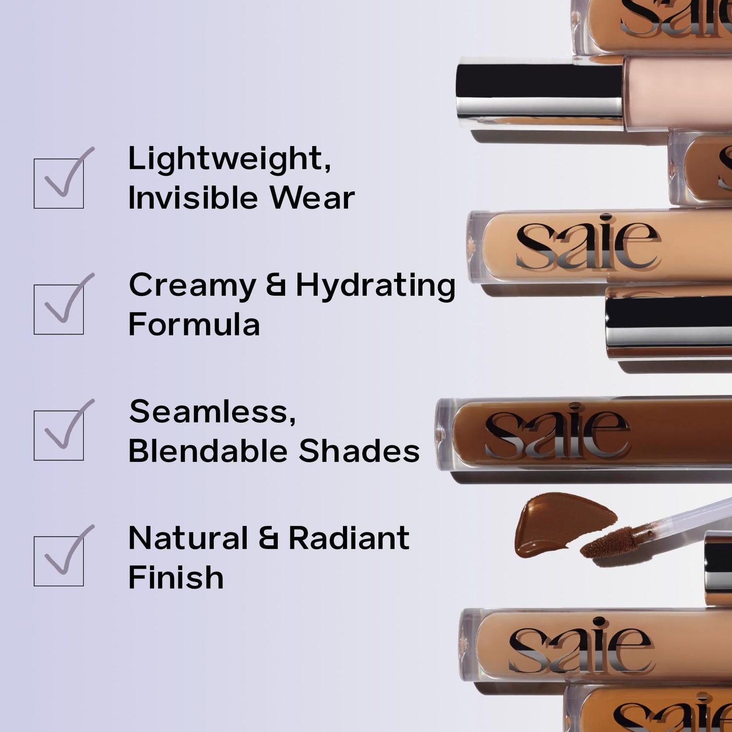 Saie Hydrabeam Under Eye Brightener - Sheer + Hydrating Concealer with Glycerin, Squalane + Cucumber Extract - Brightening Under Eye Concealer +