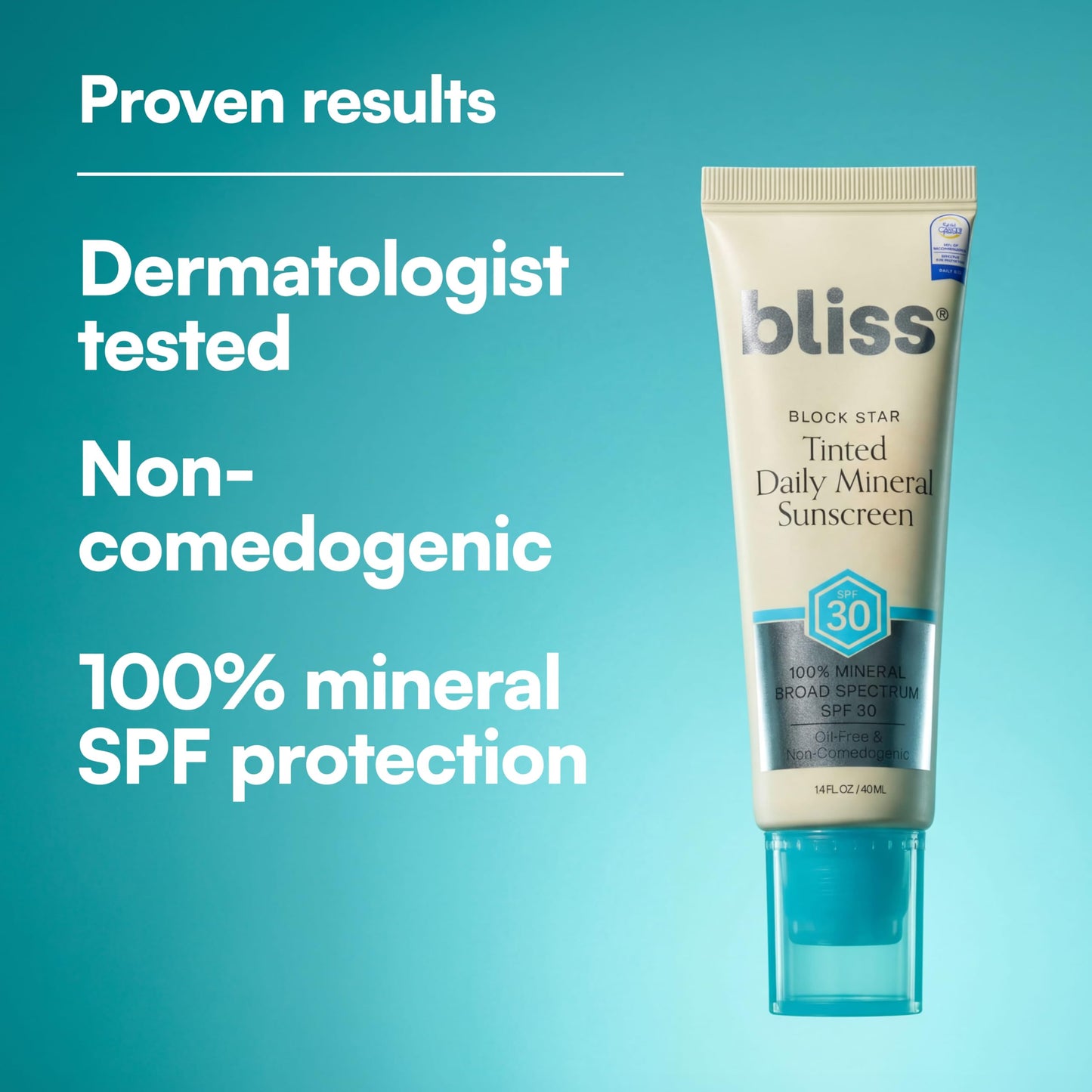 Bliss Block Star SPF 30 Daily Tinted Mineral Sunscreen with Zinc Oxide - All Skin Tones - 100% Mineral Broad Spectrum Sunscreen with Titanium Dioxide