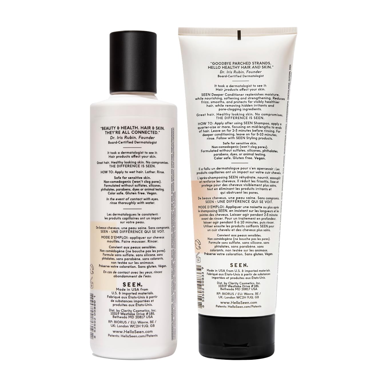 SEEN Shampoo & Deeper Conditioner Bundle, Scented - Non-Comedogenic Hair Care Set, Dermatologist-Developed, Safe for Sensitive, Eczema & Acne-Prone