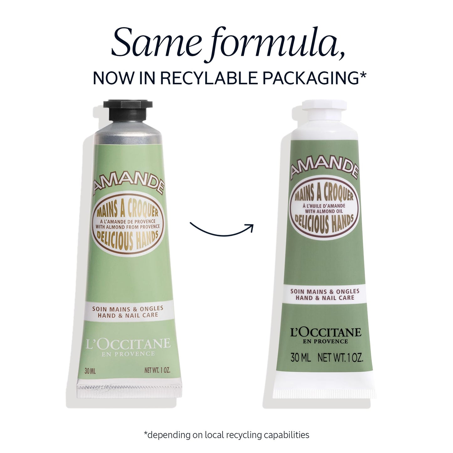 L'OCCITANE Almond Delicious Hand & Nail Cream: Soften hands & Cuticles with Irresistible Almond Scent, Moisturizing, Infused With Almond Oil, 24-hour