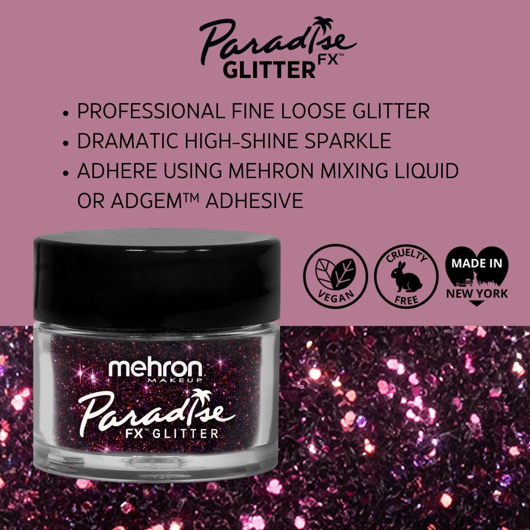 Mehron Makeup Paradise Glitter FX | Professional Cosmetic for Makeup & Art | Vibrant & Shimmering Loose Glitter .25 oz (7 g) (Cabernet)