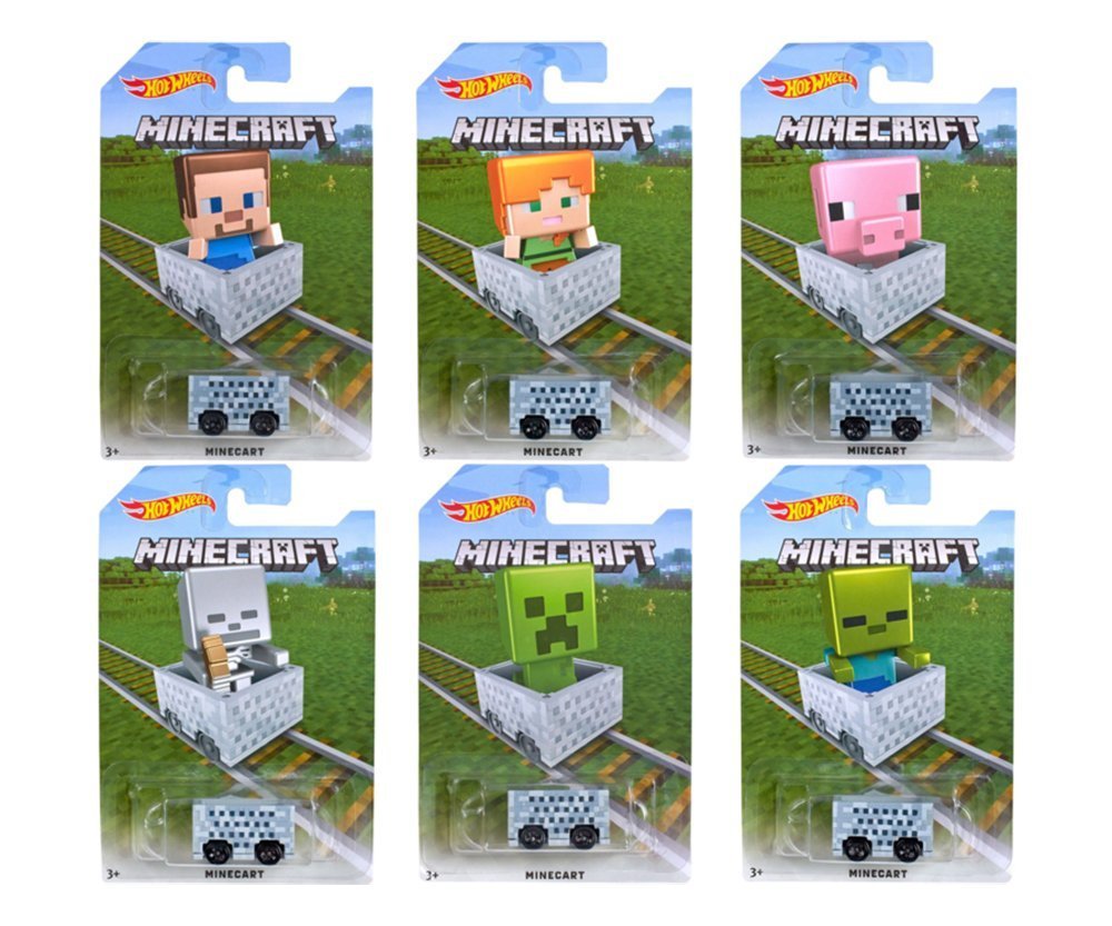 Hot Wheels 1:64 Minecraft Minecart (Assorted Character Cards) 6PCS