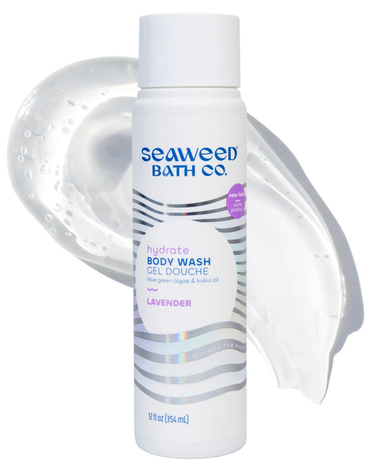 Seaweed Bath Co. Hydrate Body Wash - Lavender - Hydrating Foaming Cleanser with Soothing Natural Ingredients - Vegan, Paraben and Sulfate Free Shower