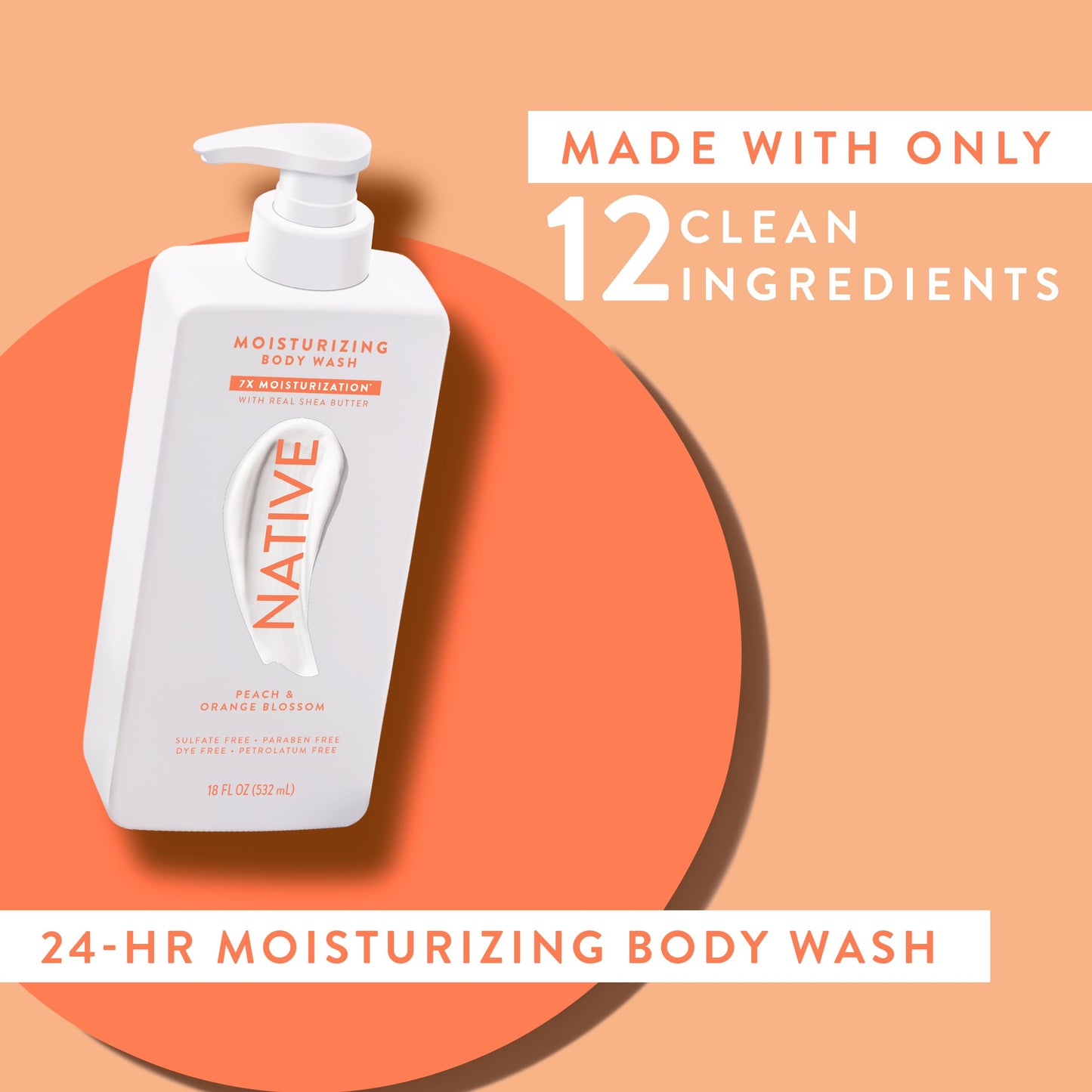 Native Moisturizing Body Wash Contains Naturally Derived Ingredients | For Women & Men, Sulfate, Dye, & Paraben Free Leaving Skin Soft and Hydrated |