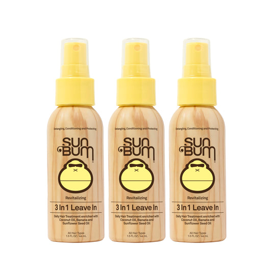 Sun Bum Revitalizing 3 in 1 Leave In Conditioner - Anti Frizz Detangler - Color Friendly with UV Protection - Enriched with Coconut Oil and Banana