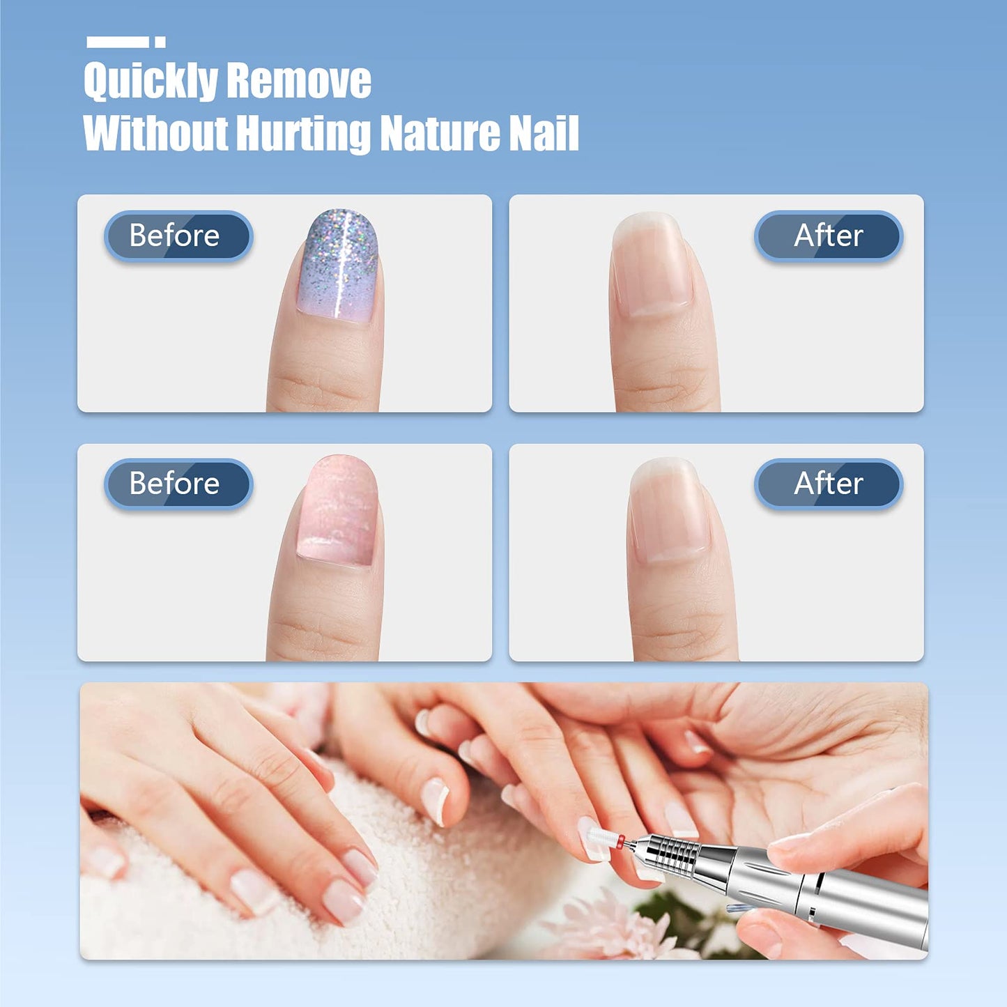 Depvko 13PC Nail Drill Bits Set, Drill Bits for Nails, 3pcs Tungsten Carbide Drill Bits+ 3pcs Ceramic Efile Nail Drill Bits+ 6pcs Cuticle Drill Bits+