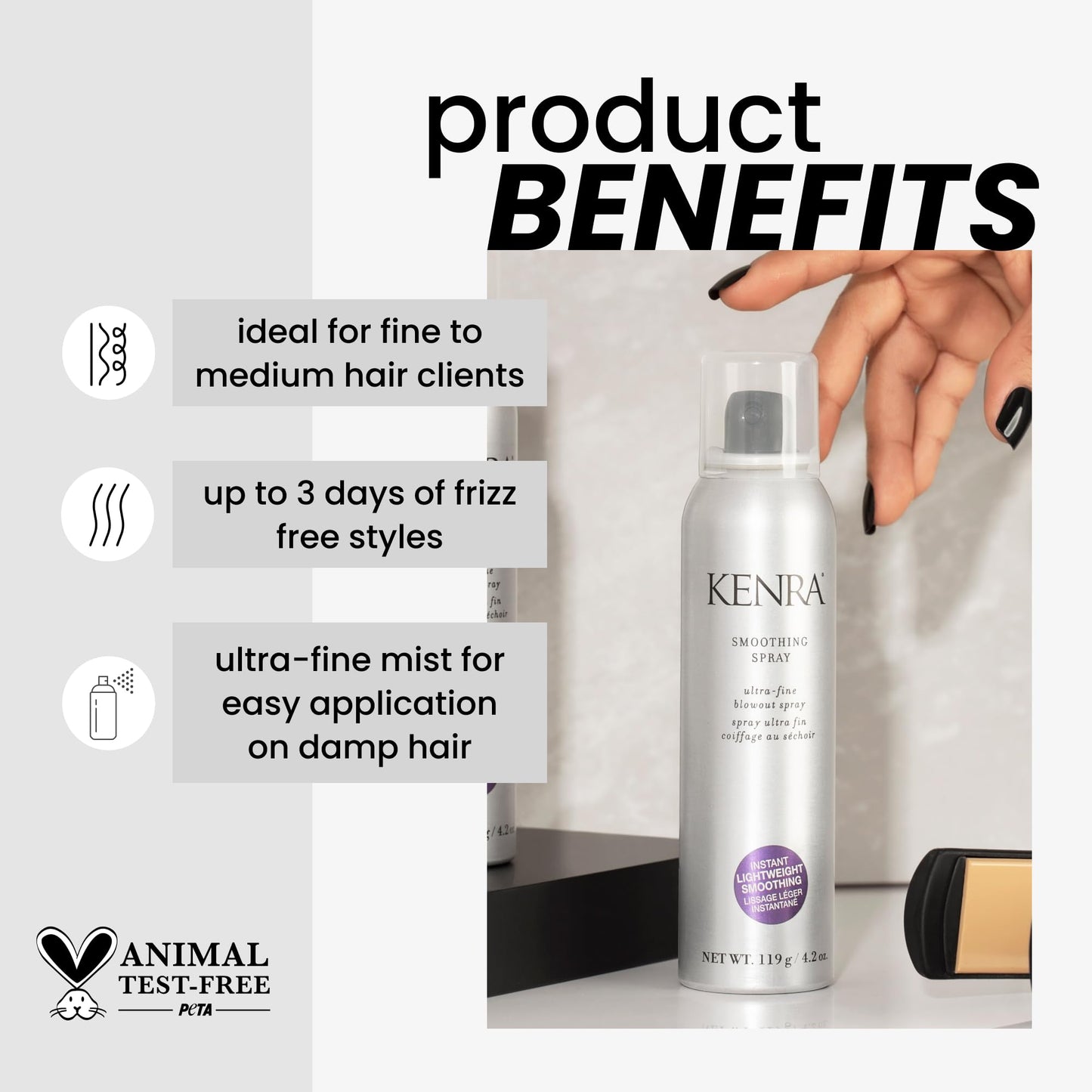 Kenra Professional Smoothing Spray | Ultra-Fine Blowout Spray | Heat Protectant | Provides Instant Smoothing For Fine To Medium Hair | Up to 3 Days