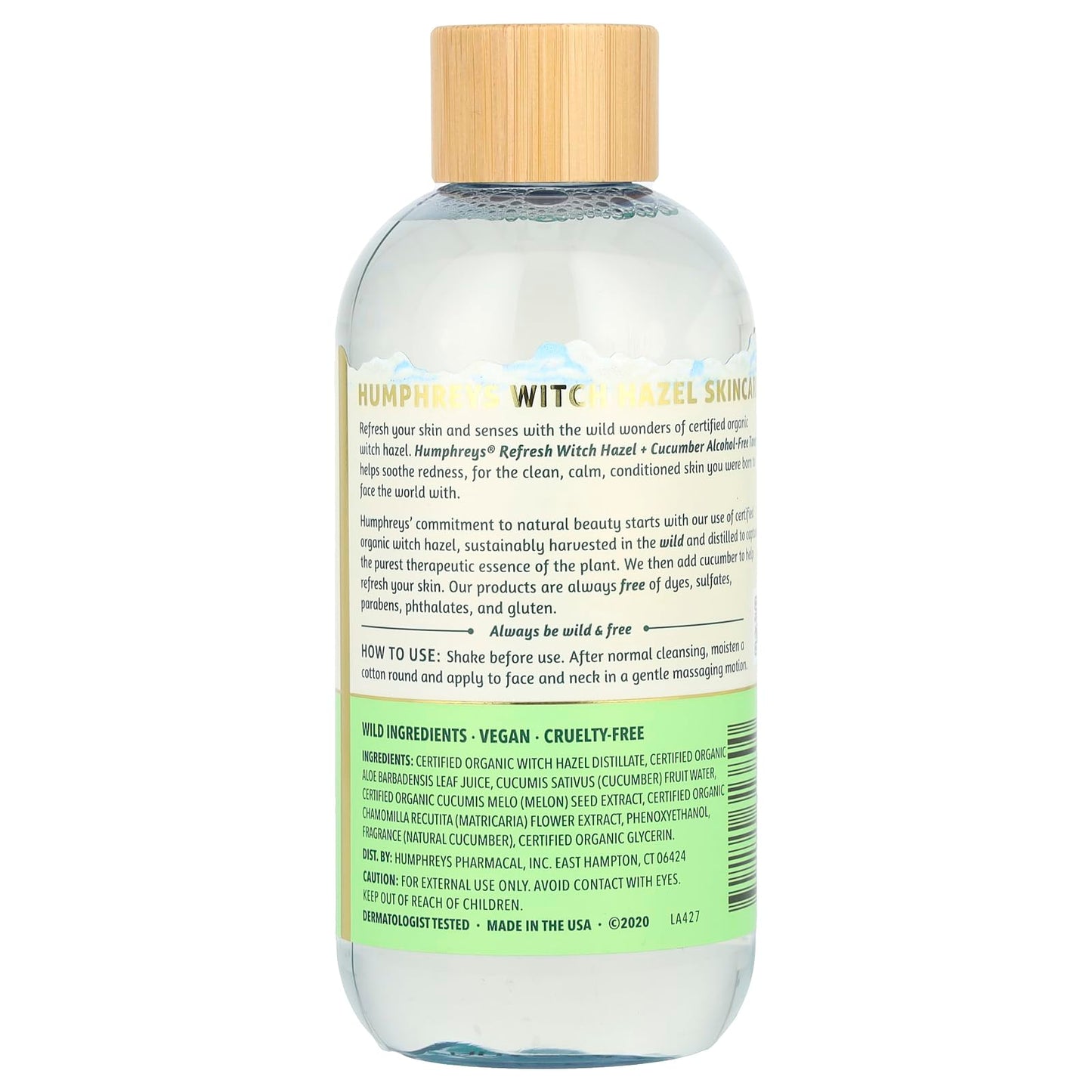 Humphreys Refresh Witch Hazel with Cucumber Alcohol-Free Toner, Clear, 8 Oz (Pack of 1)