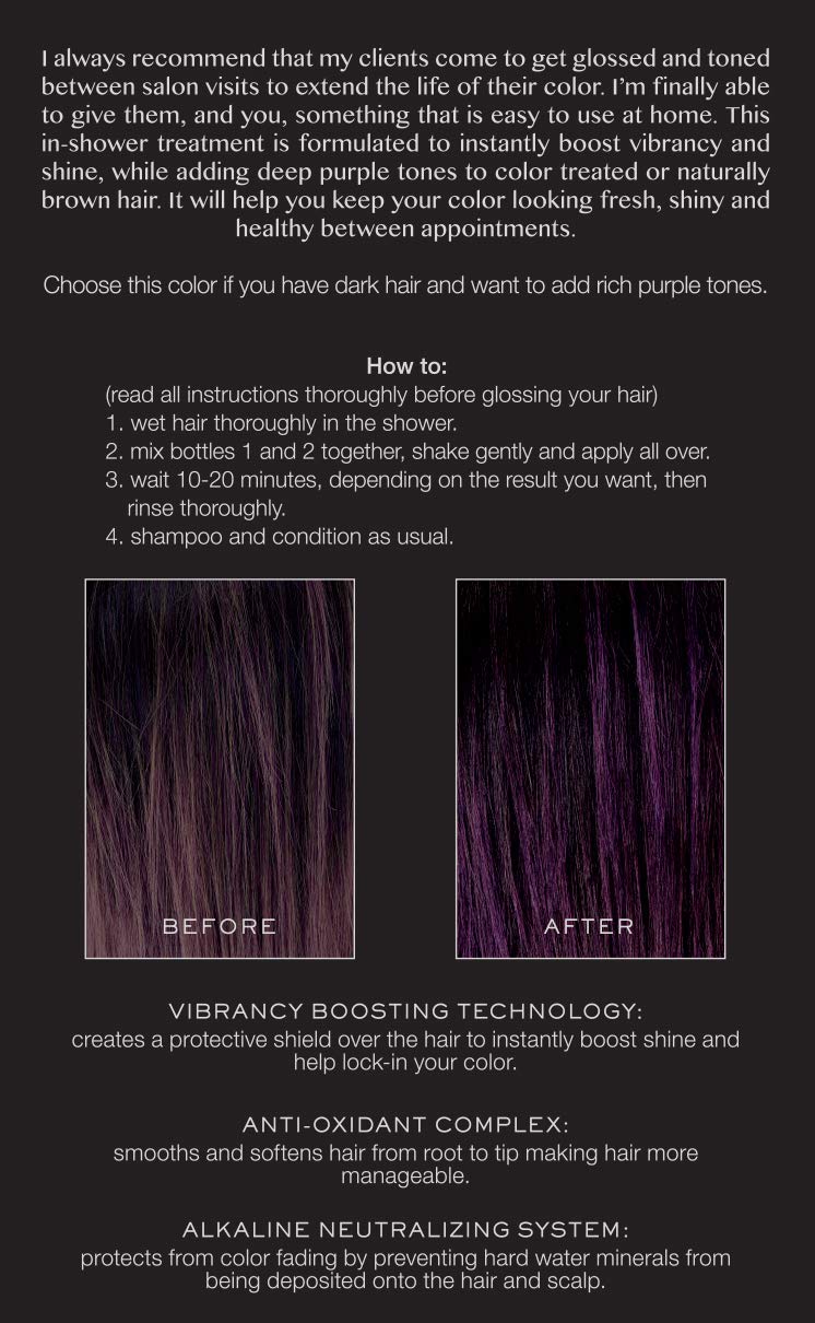 Kristin Ess Hair Gloss in Amethyst Stone Deep Rich Purple - 4 Wk Semi Permanent Hair Dye Glaze - Color Depositing Conditioner & Toner for Vibrant