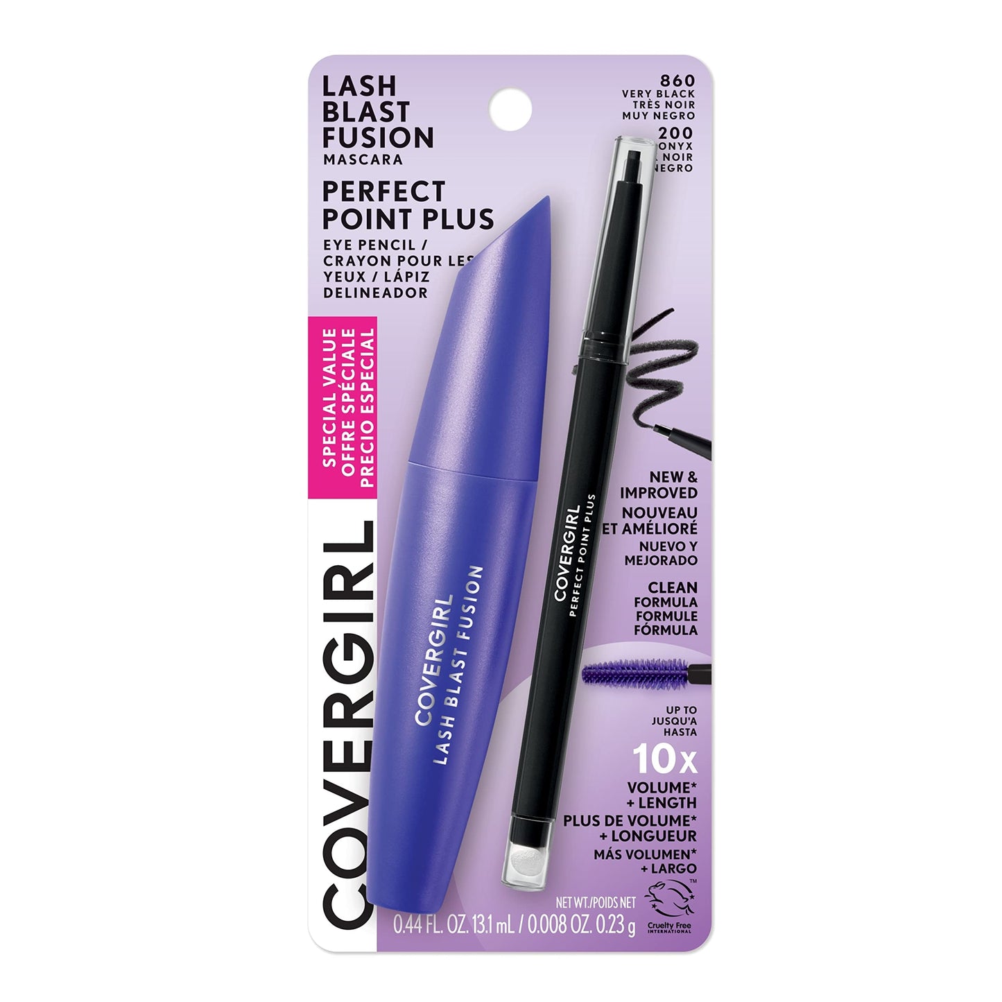 Covergirl Lash Blast Fusion Mascara, Very Black & Perfect Point Plus Eyeliner Pencil, Black Onyx (Pack of 1) Beauty and Personal Care COVERGIRL