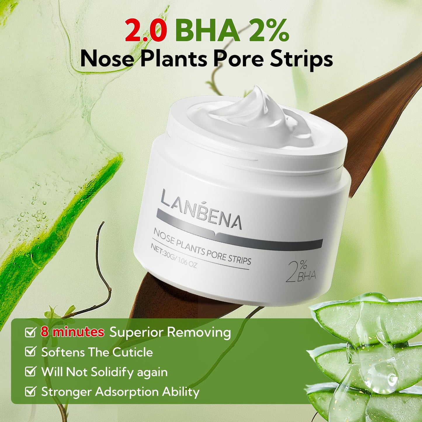LANBENA 2.0 Blackhead Remover, Nose Plants Pore Strips Deep Cleansing Peel off Mask with Salicylic Acid, Amazonian White Clay, 60Pcs Nose Strips Black Beauty and Personal Care LANBENA