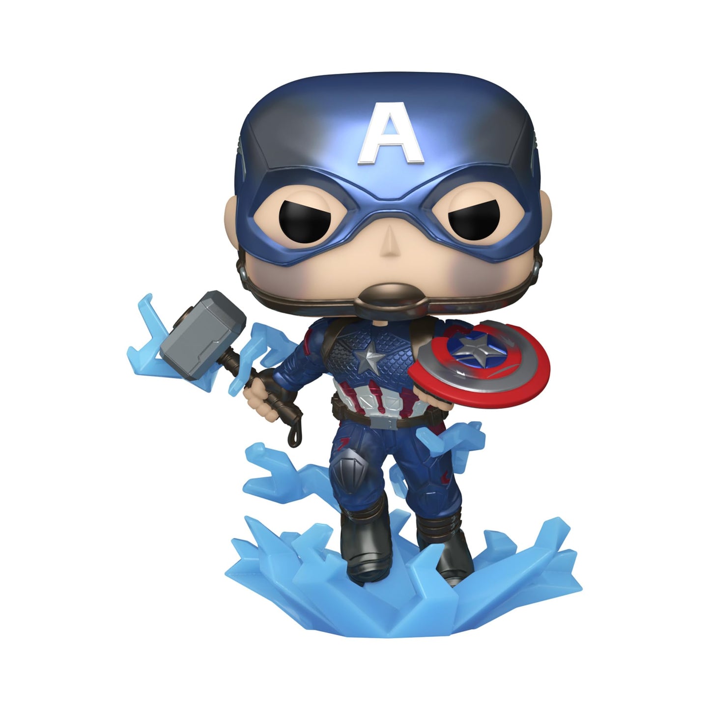 Funko POP! Marvel Avengers Endgame Captain America with Broken Shield & Mjolnir (Glow in The Dark & Metallic), Exclusive