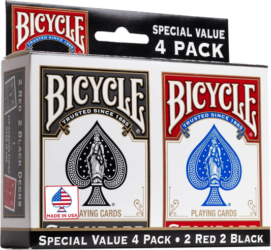 Bicycle Standard Index (Black/Red), Pack of 4