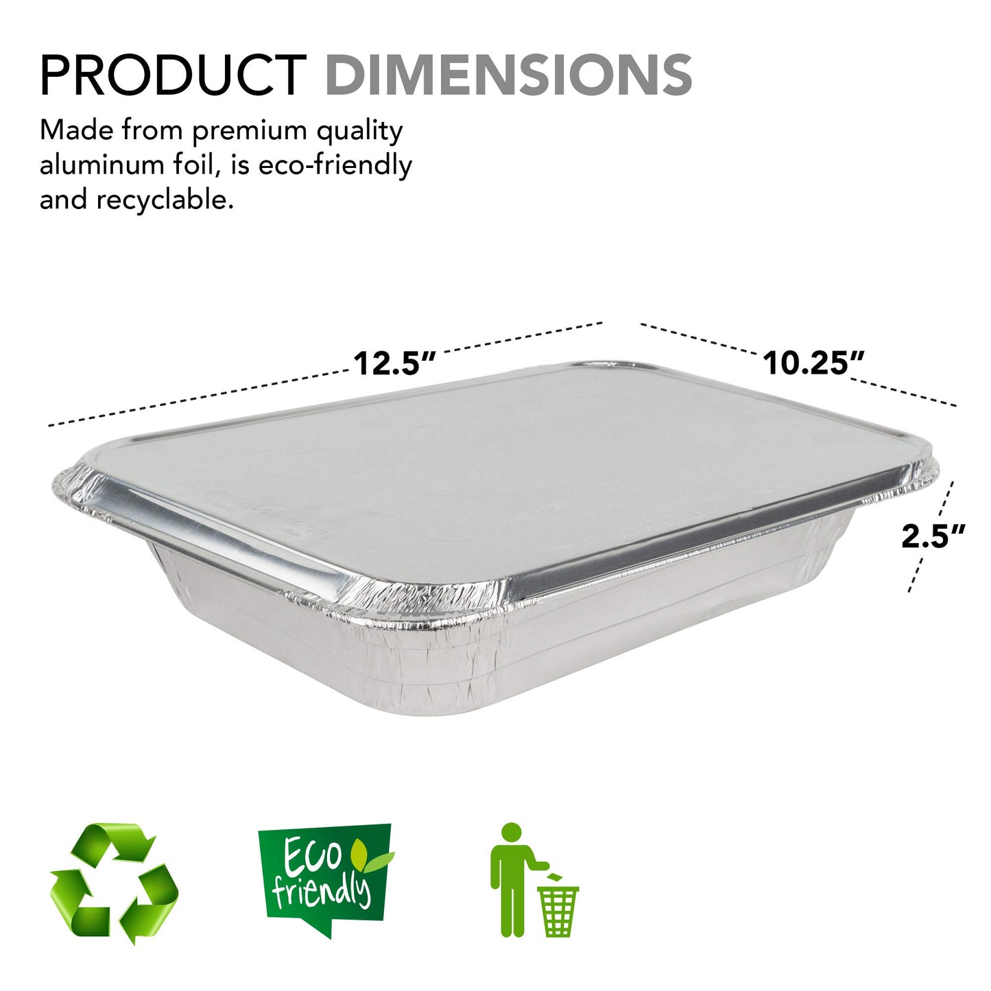 Stock Your Home Foil Pans with Lids - 9x13 Aluminum Pans with Covers - 25 Foil Pans and 25 Foil Lids - Disposable Food Containers Great for Baking…