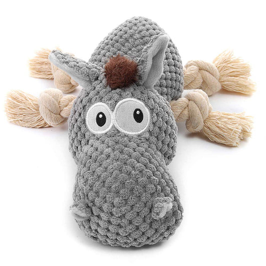 Sedioso Large Dog Squeaky Toy – Plush Stuffed Animal Donkey for Puppies, Small, Medium & Large Dogs, Durable Pet Chew & Play Toy (Grey)