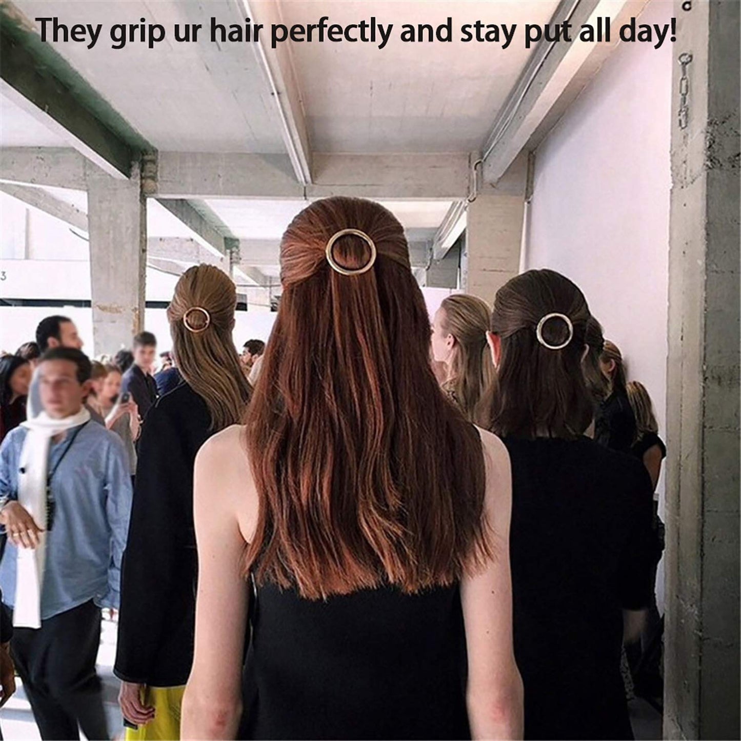 GIYOMI 2 Pcs Minimalist Hair Clip for Women and Girls, Newly designed Hollow Hoop Round Circle Geometric Metal Hair Clip Bobby Pin Ponytail Holder