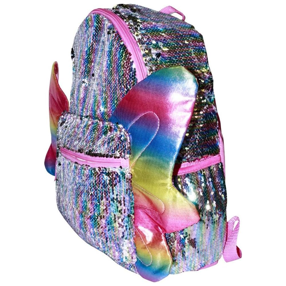Rainbow Sequin Butterfly Wings Backpack (Butterfly School Supplies)