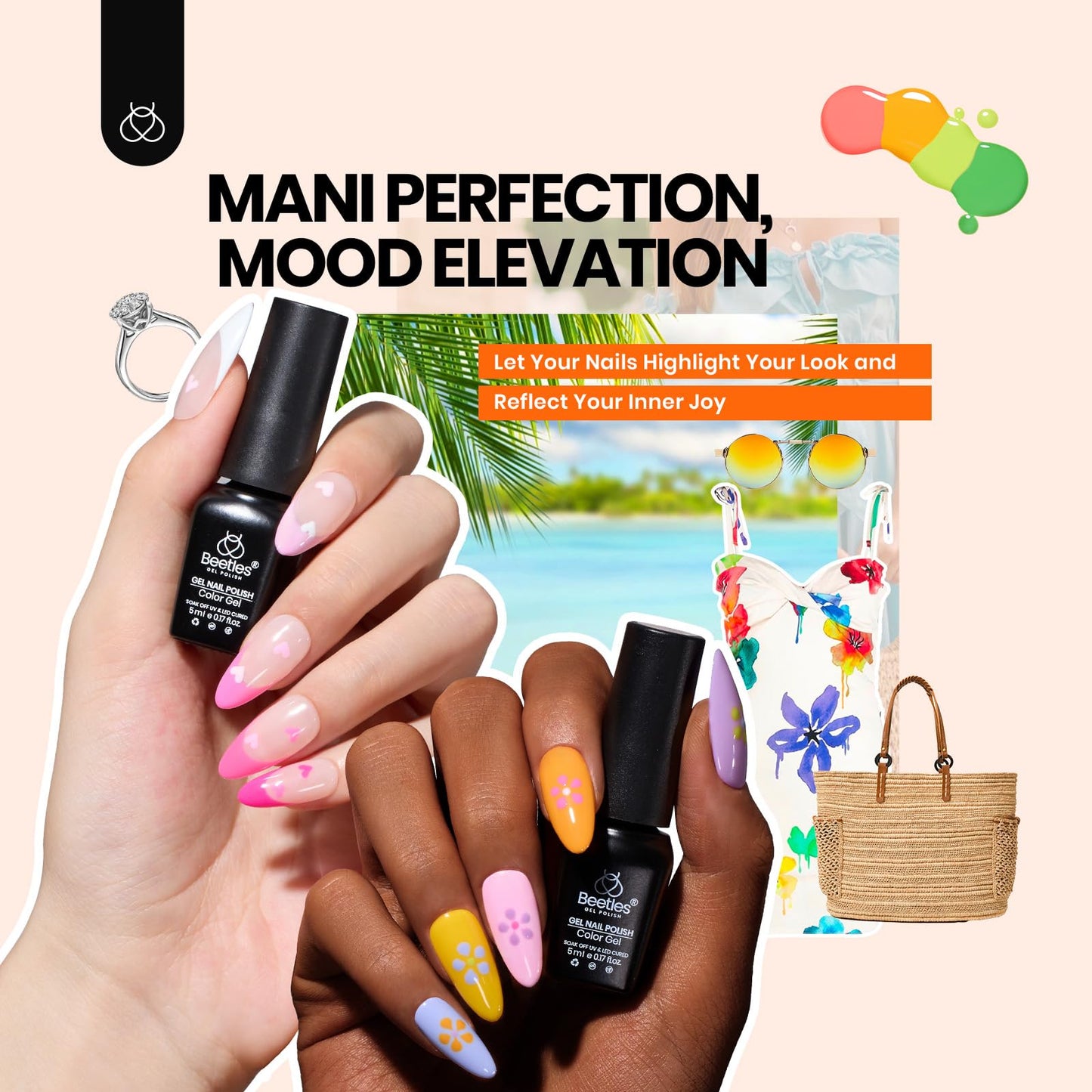 Beetles 69 Pcs Gel Nail Polish Kit with U V Light - 35 Colors Gel Polish Nail Kit with with Base & Glossy Top Coat Soak Off DIY Salon Beauty and Personal Care beetles Gel Polish