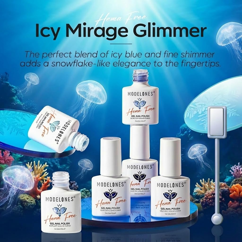 modelones Blue Gel Nail Polish, 6 Colors Spring Summer Hema Free Pastel Royal Navy Sky Icy Klein Dark Blue Glitter Gel Polish Galaxy 9D Cat Eye Nail Beauty and Personal Care modelones