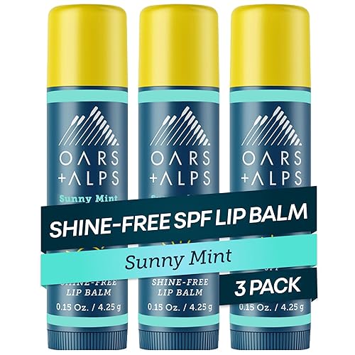 Oars + Alps Lip Suncreen, SPF 18 Lip Balm, Shine Free Sunscreen for Lips, Infused with Vitamin E, Peppermint & Spearmint, Water & Sweat Resistant