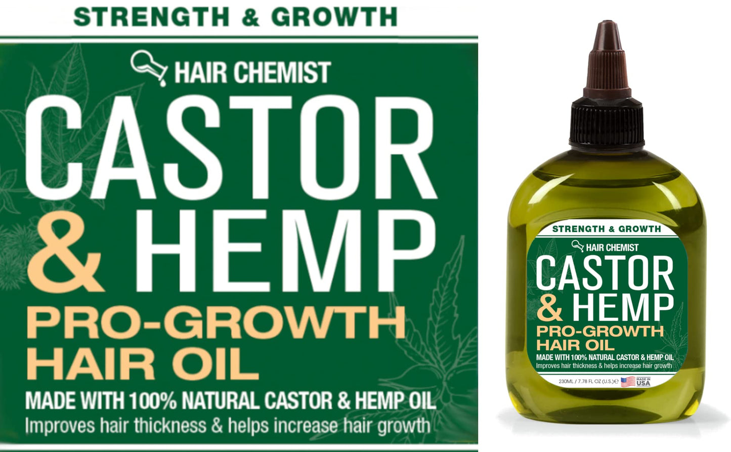 Hair Chemist Castor and Hemp Pro-Growth Hair Oil 7.1 oz. - Natural Hair Oil Blend for Hair Growth