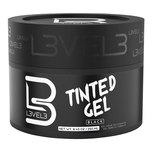 L3 Level 3 Black Tinted Hair Gel - Cover Grays Instantly & Style with Strong Hold - Temporary Color - Adds Volume, Texture & Shine - Flake-Free