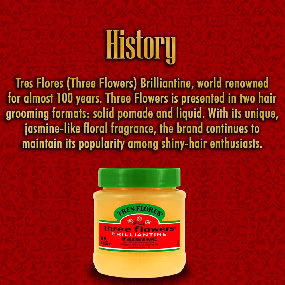 Three Flowers Solid Brilliantine Pomade, Men Hair Styling, 2 pack