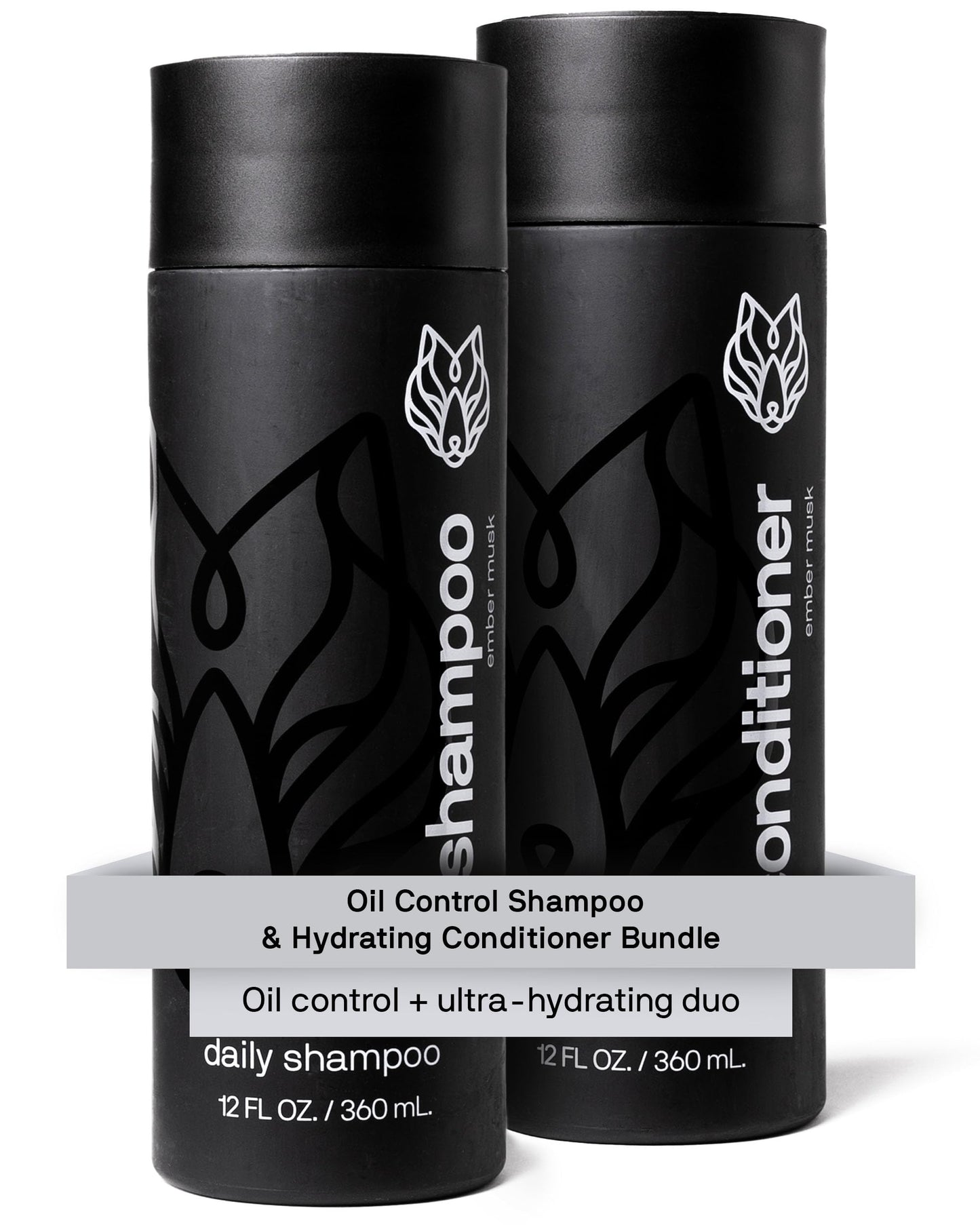 Black Wolf Mens Shampoo & Conditioner Set for Oily Hair - Oil Control Shampoo with Moisturizing & Deep Cleansing Formula - Conditioner for Soft