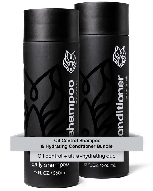 Black Wolf Mens Shampoo & Conditioner Set for Oily Hair - Oil Control Shampoo with Moisturizing & Deep Cleansing Formula - Conditioner for Soft