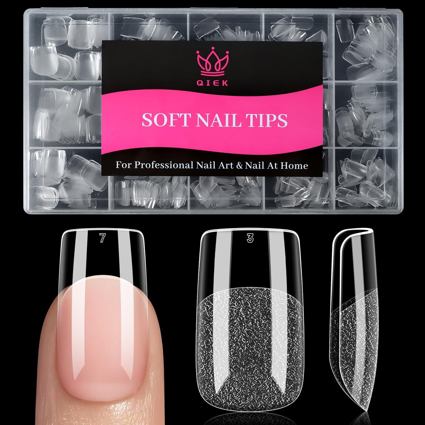 Qiek Short Square Fake Nail Tips - 15 Sizes 240 PCS Clear French Half Matte Press On False Nail Tips Pre-shaped Full Cover Gel Nail Tips Extensions Beauty and Personal Care QIEK Default Title