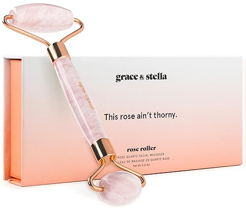 Rose Quartz Face Roller - Face Roller Skin Care - Facial Roller - Stone Roller For Face - Face Massager Roller For Lymphatic Drainage, Puffiness