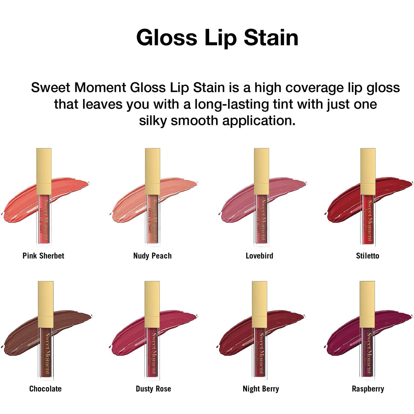 Sistar Sweet Moments Gloss Lip Stain Long-Lasting Glossy Finish Vivid High Pigment Colors Smooth and Sweet 1.5 mL / 0.05 fl. oz. (Dusty Rose)