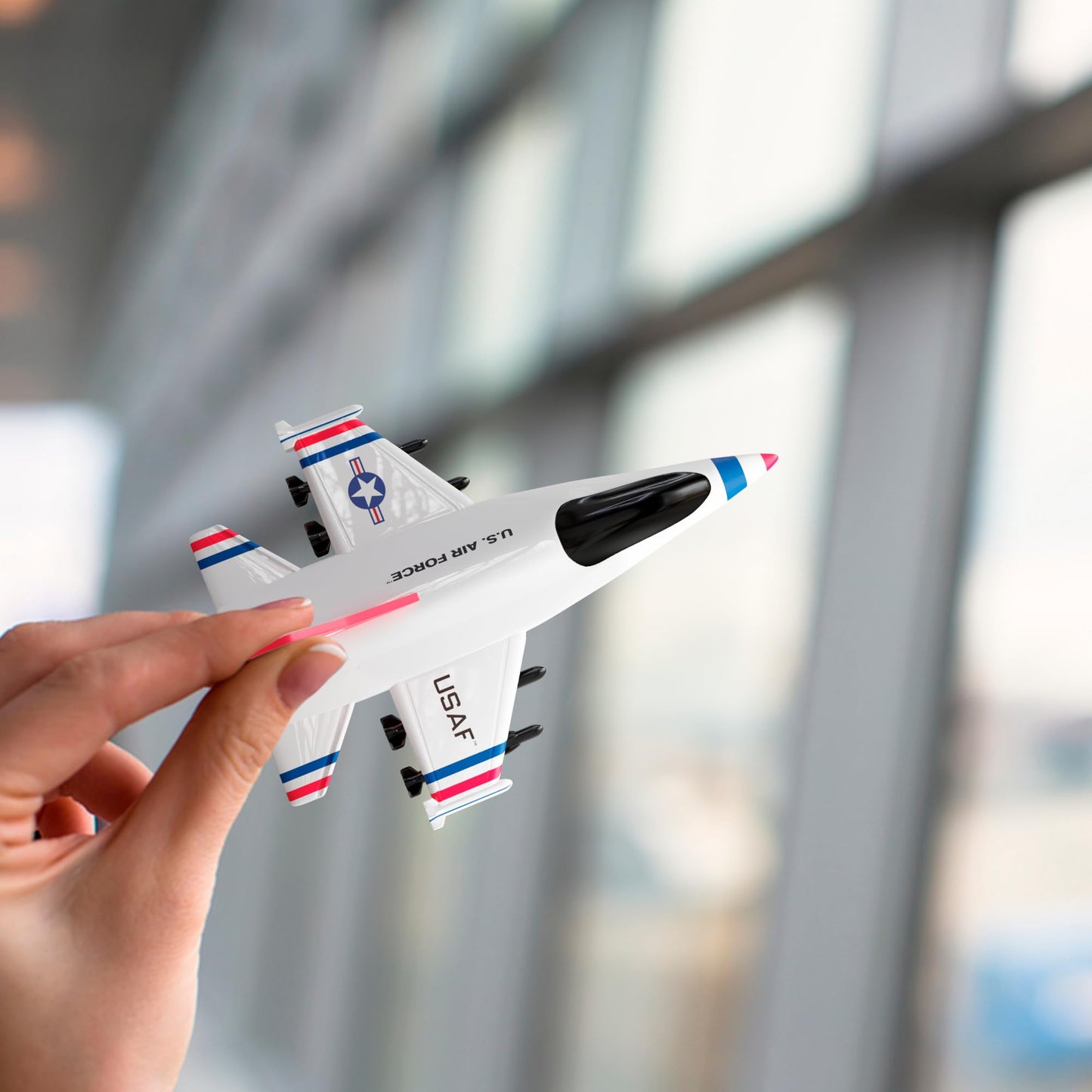 United Sates Air Force 4-Pack Toy Jet Squadron Die Cast Airplanes, Pull Back Military Fighter Jets, Diecast Air Plane Models