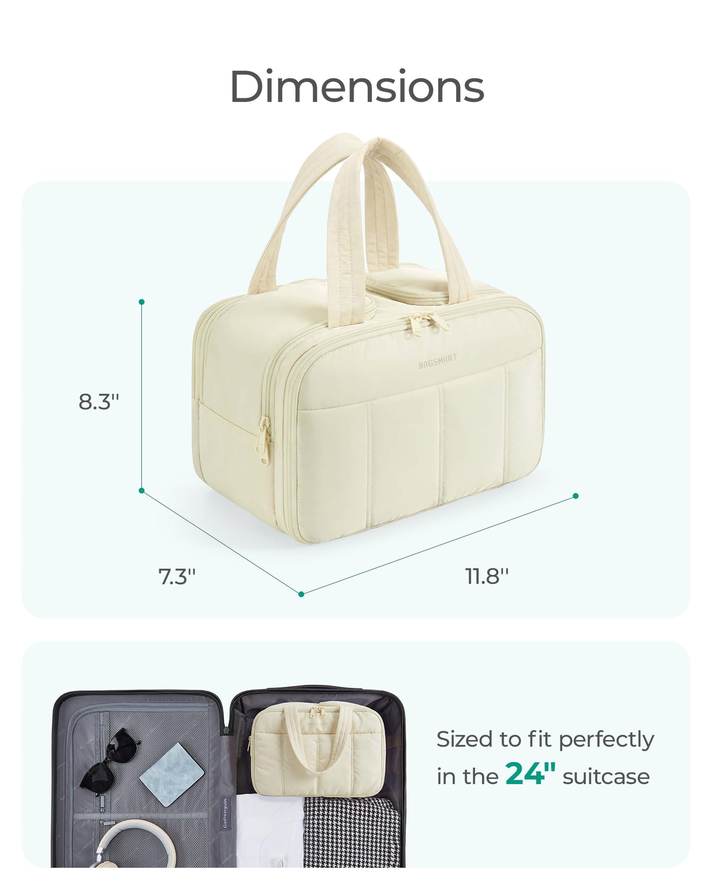 BAGSMART Travel Toiletry Bag, Puffy Large Toiletry Bag for Women, Lightweight Cosmetic Makeup Bag Organizer with Handle for Traveling, Accessories Beauty and Personal Care BAGSMART