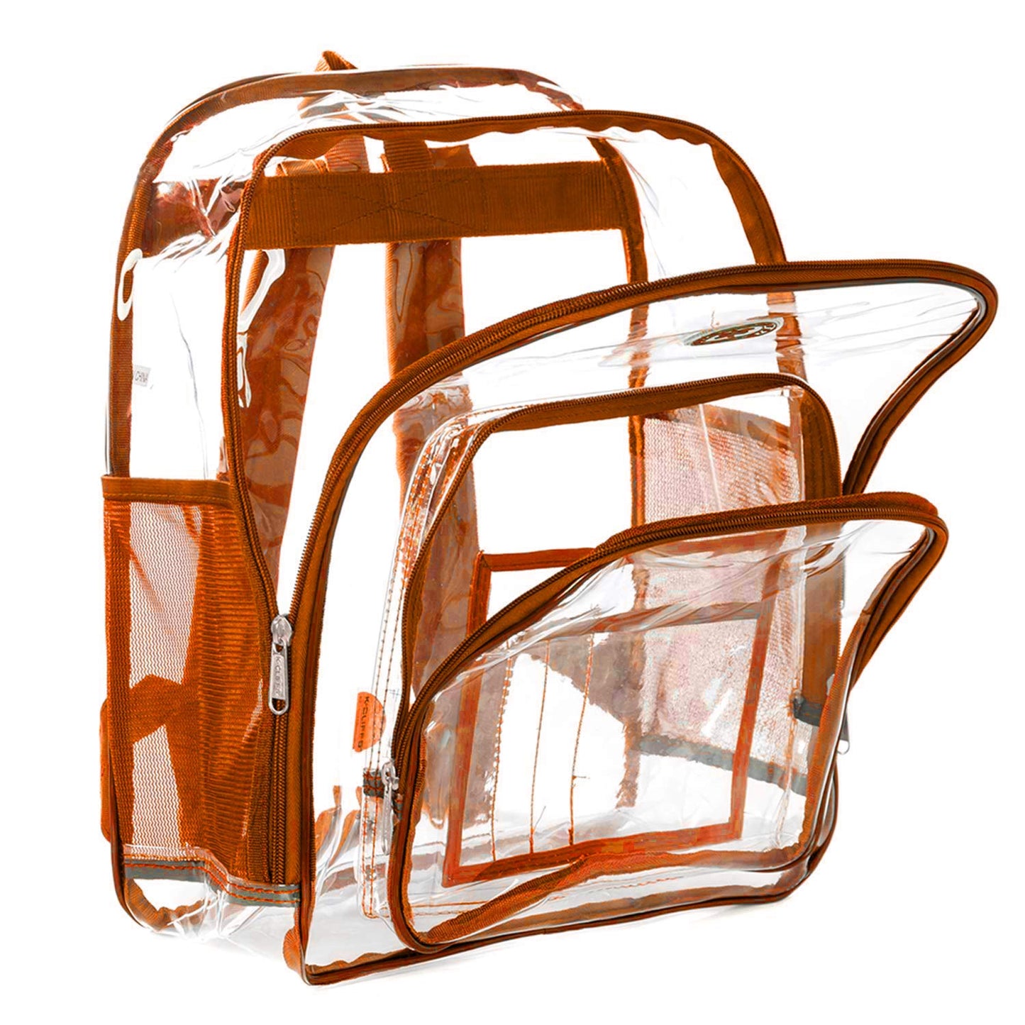 NiceAndGreat Heavy Duty Clear Backpack Transparent Quality School Bag Large See Through Student Daypack Security Workbag Orange