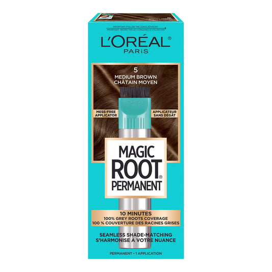 L'Oreal Paris Magic Root Rescue 10 Minute Root Hair Coloring Kit, Permanent Hair Color with Quick Precision Applicator, 100 percent Gray Coverage, 5