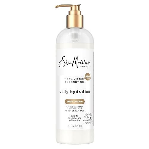 SheaMoisture Daily Hydration Body Lotion with 100% Virgin Coconut Oil, Shea Butter, Coconut Milk and Pro-Ceramides, Quickly Nourish & Soften Skin, 24H