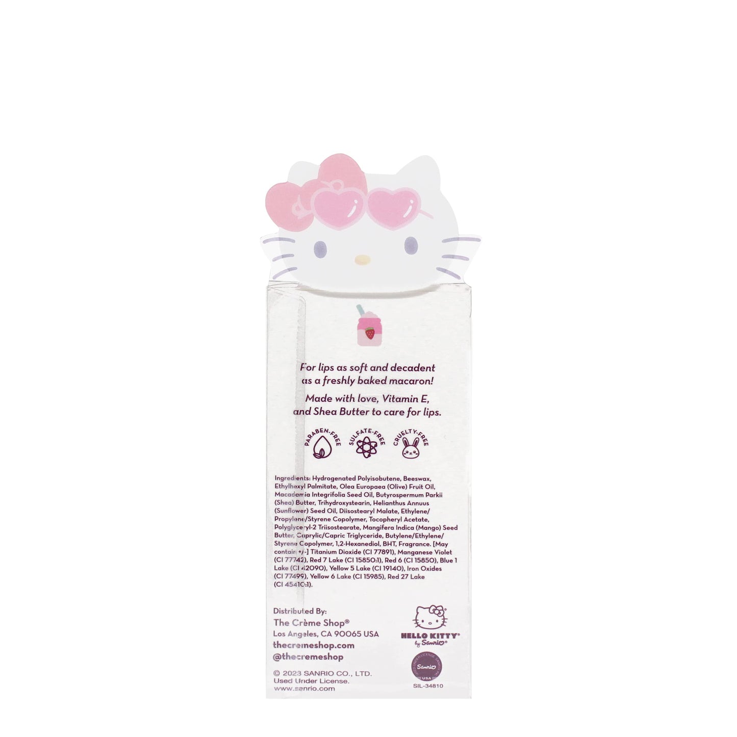 Hello Kitty Macaron Lip Balm - Strawberry Milkshake Flavored
