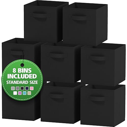 Royexe Storage Cubes Pack Of 8 - Standard Size Cube Storage Bin 10.5x10.5x11 With Dual Handles For Easy Carrying- Fabric Storage Bins Collapsible…