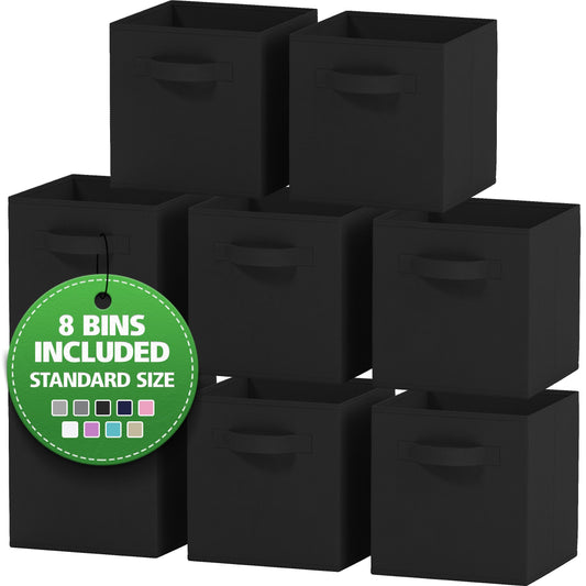 Royexe Storage Cubes Pack Of 8 - Standard Size Cube Storage Bin 10.5x10.5x11 With Dual Handles For Easy Carrying- Fabric Storage Bins Collapsible…