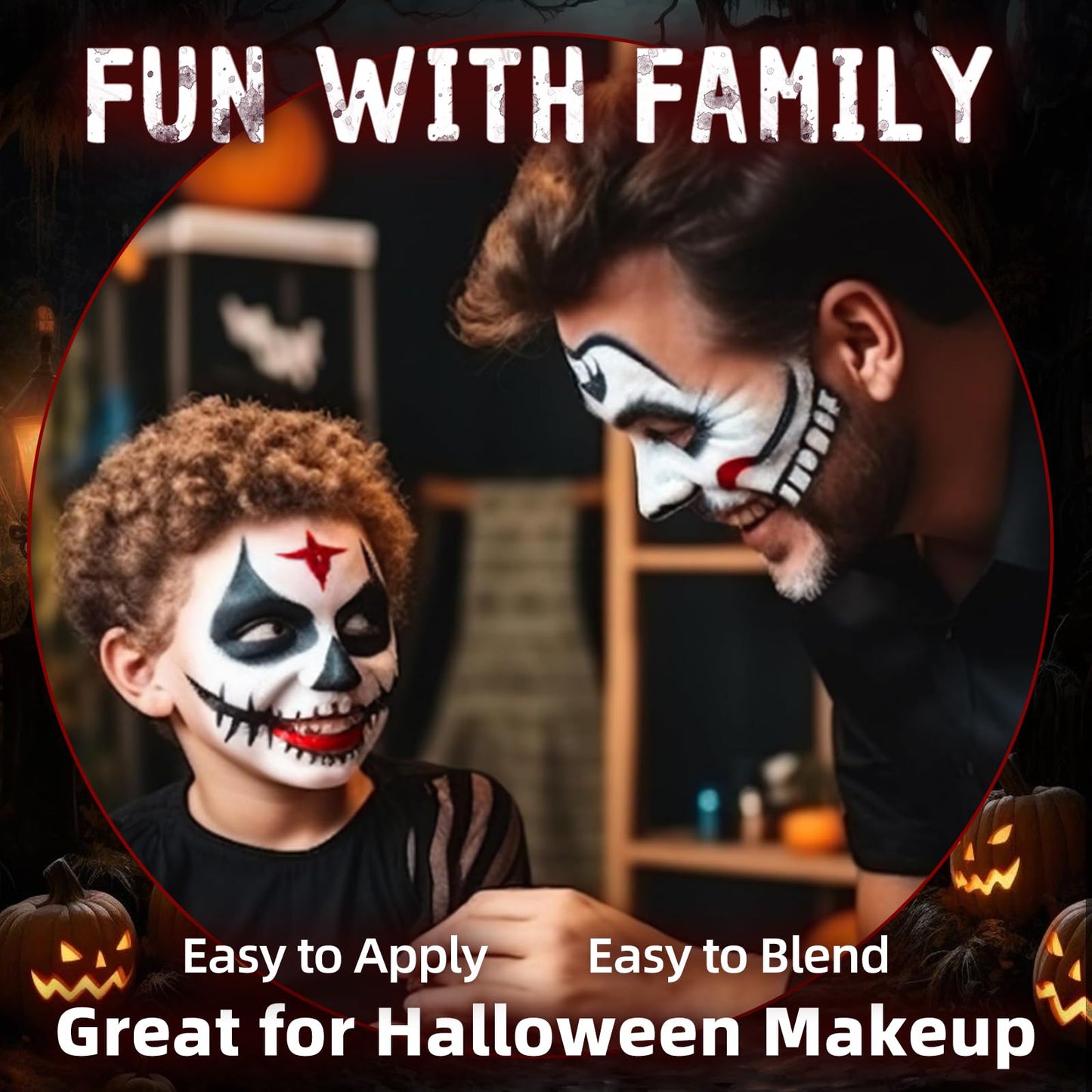 Clown Black White Red Face Body Paint, Clown Body Paint Washable, Joker Makeup Kit Professional, Perfect for Halloween, SFX Makeup, FX Cosplay