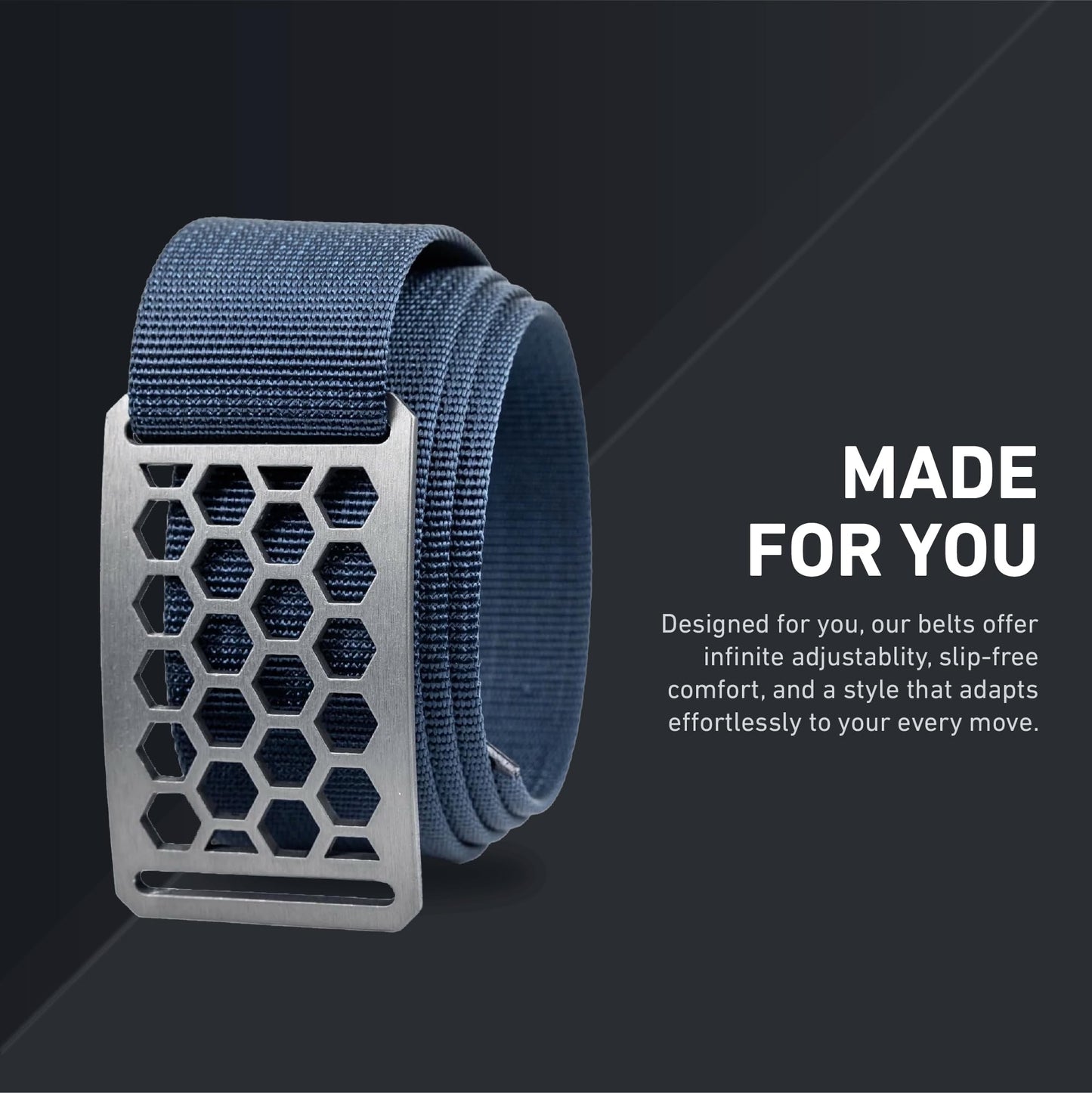 GRIP6 Honeycomb Belt: Durable Belts for Men & Women, Versatile Nylon Tactical Belt for Work, Golf, Casual & Outdoor Use