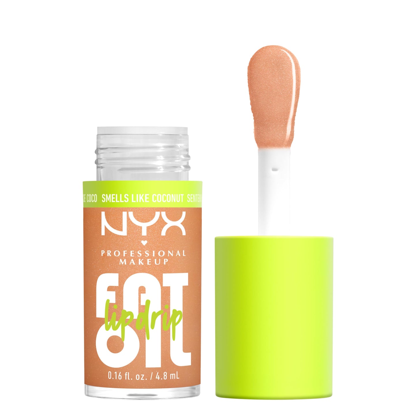 NYX PROFESSIONAL MAKEUP Fat Oil Lip Drip, Moisturizing Lip Oil Gloss, Tinted Formula & Up to 12 HR Hydration, Vegan & Cruelty-Free - Coconut Cutie