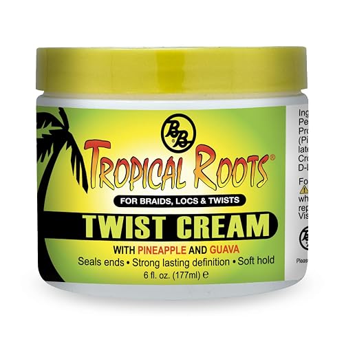 Bronner Bros Tropical Roots Twist Cream - Styling & Twisting Cream for Natural Hair, Braids, Locs & Twists - Seals Ends, Soft Hold, No Flaking & No