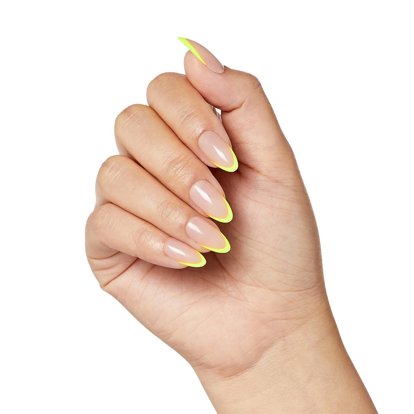 KISS Salon Acrylic, Press On Nails, Nail glue included, 'Hype', Light Neon Yellow, Medium Size, Almond Shape, Includes 28 Nails, 2G Glue, 1 Manicure Beauty & Personal Care KISS
