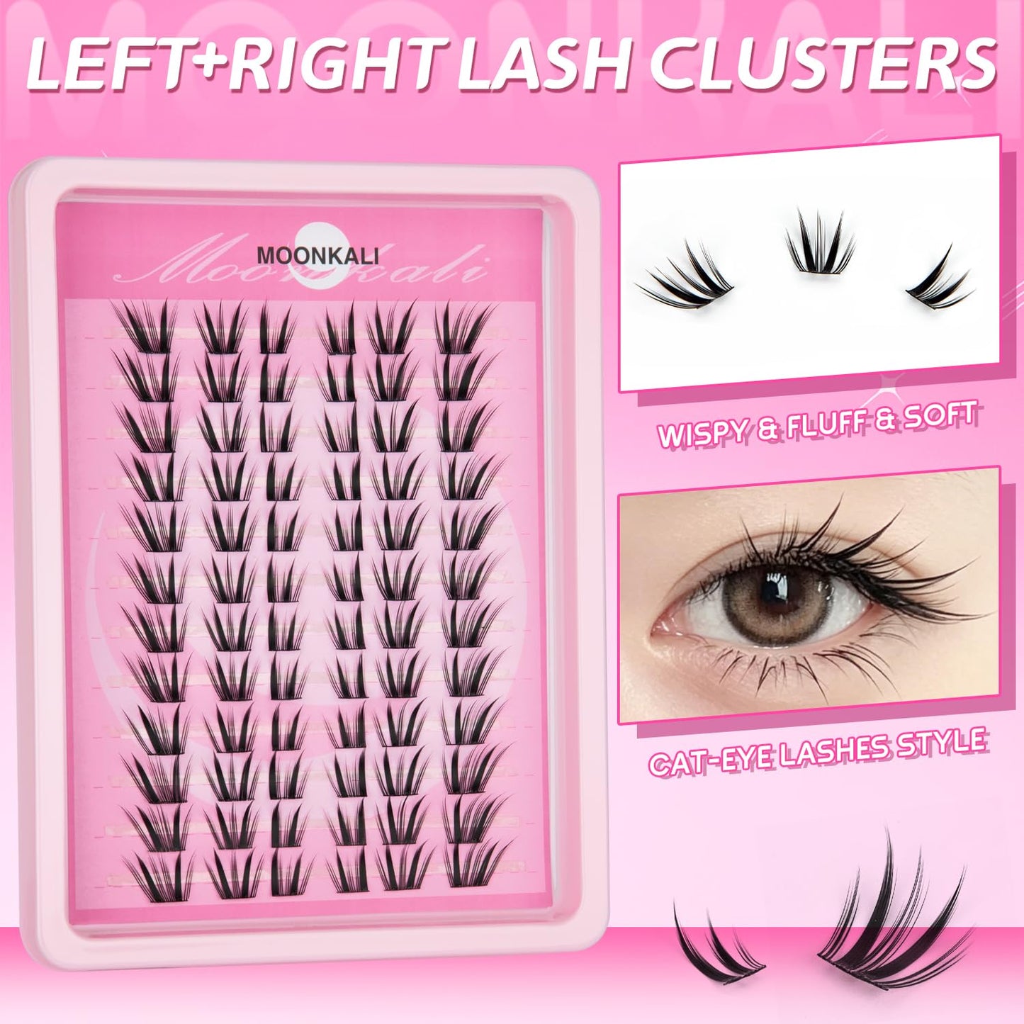 MOONKALI Lash Clusters Fairy Eyelash Cluster Manga 8-18MM D Curly 132Pcs Beauty and Personal Care MOONKALI