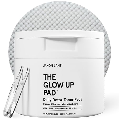 Glow Up Korean Toner Pads for Men - 60 Exfoliating Face Pads with AHA PHA Niacinamide, Rice Extract, for Acne, Dark Spot, Pores, Oil Control