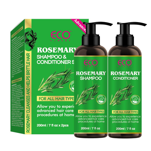 Rosemary Hair Growth Shampoo & Conditioner Set: Infused with Tea Tree Oil Mint Biotin - Cleanses and Helps Strengthen Weak and Brittle Hair - Promotes