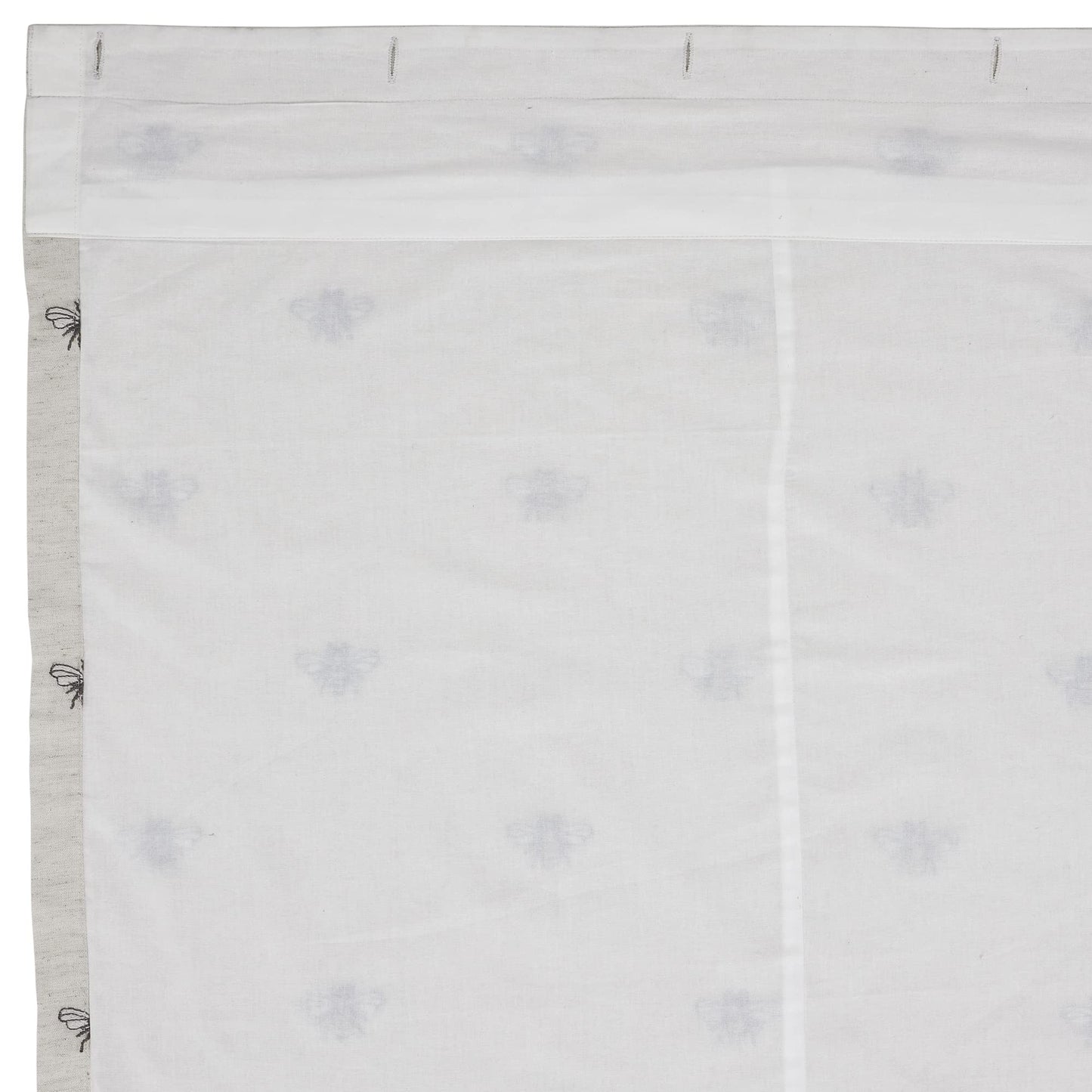 VHC Brands Embroidered Bee, Farmhouse Bathroom Shower Curtain, Ruffled, Creme Yellow Grey, 72x73